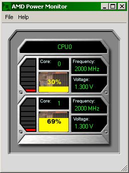 AMD Power Monitor showing 1.30V and 2000 MHz