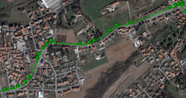 Google Earth image with gps tracking of car trip