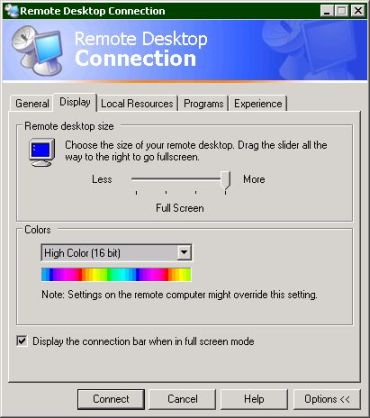 Remote Desktop client options (29k)