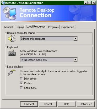 Remote Desktop client options (29k)
