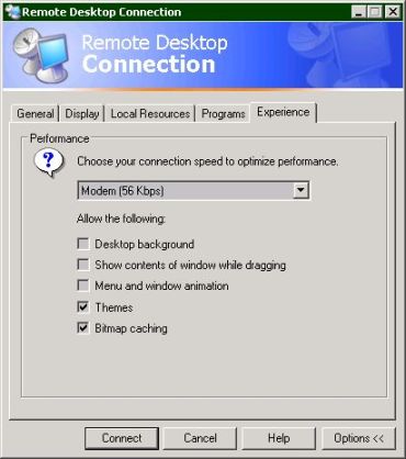 Remote Desktop client options (25k)