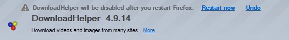 disable Video DownloadHelper addon (13k)